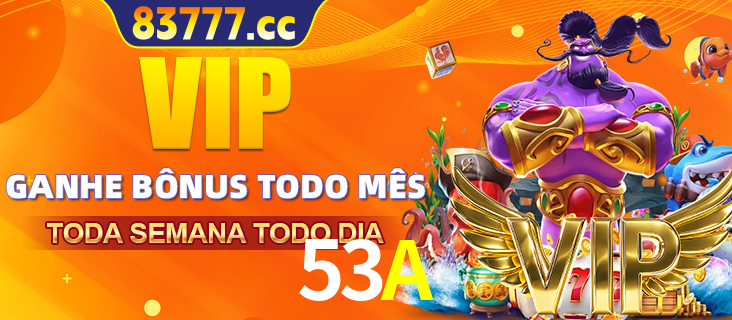 Banner promocional do 53A oferecendo 100% de recompensas adicionais contínuas para quem fizer o login diário (Daily sign-in), com um mascote de coelho.