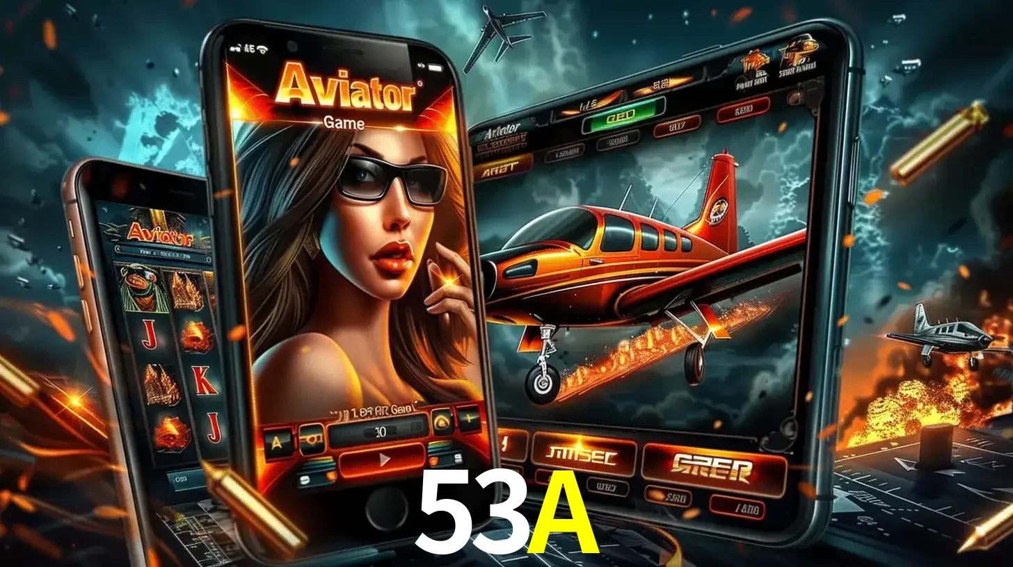O popular jogo de apostas Aviator exibido em vários celulares e tablets, mostrando a interface emocionante e a ação de voo disponíveis para jogar agora no 53A.