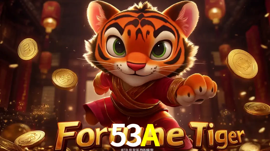 O carismático mascote do jogo de slot Fortune Tiger, um tigre fofo em pose de artes marciais, pronto para trazer sorte e multiplicadores de ganhos no cassino online 53A.